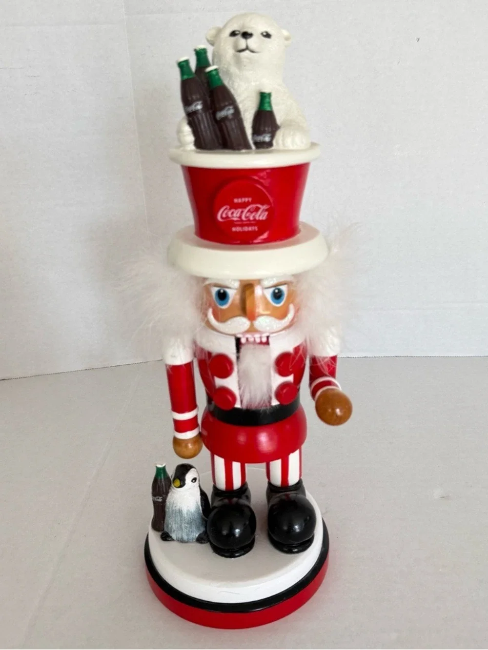 Kurt Adler Coca-Cola Hollywood Nutcracker with Polar Bear Hat 15-Inch - Picture 3 of 17